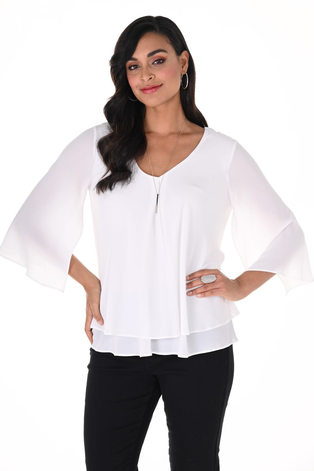 Plus size white discount bell sleeve top