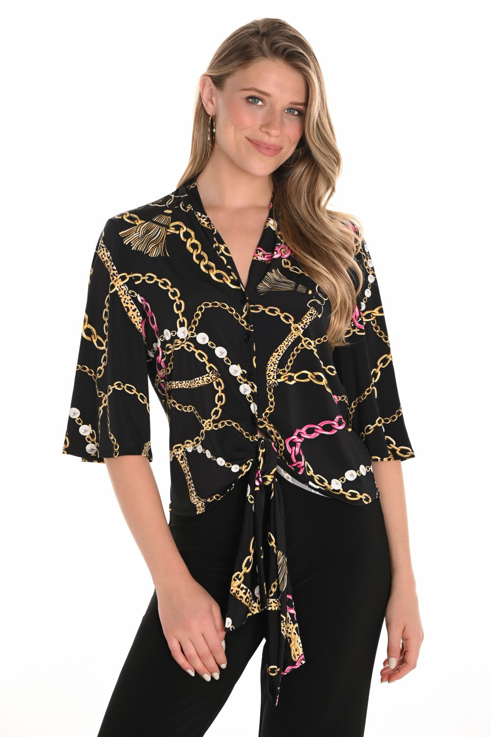 Frank Lyman Top 251372 Black/Pink