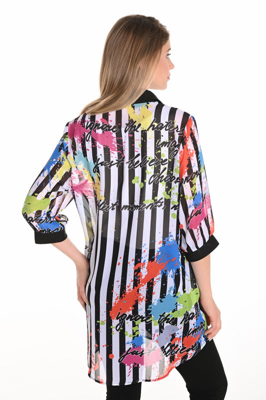 Frank Lyman Blouse 251516 Black/Orange