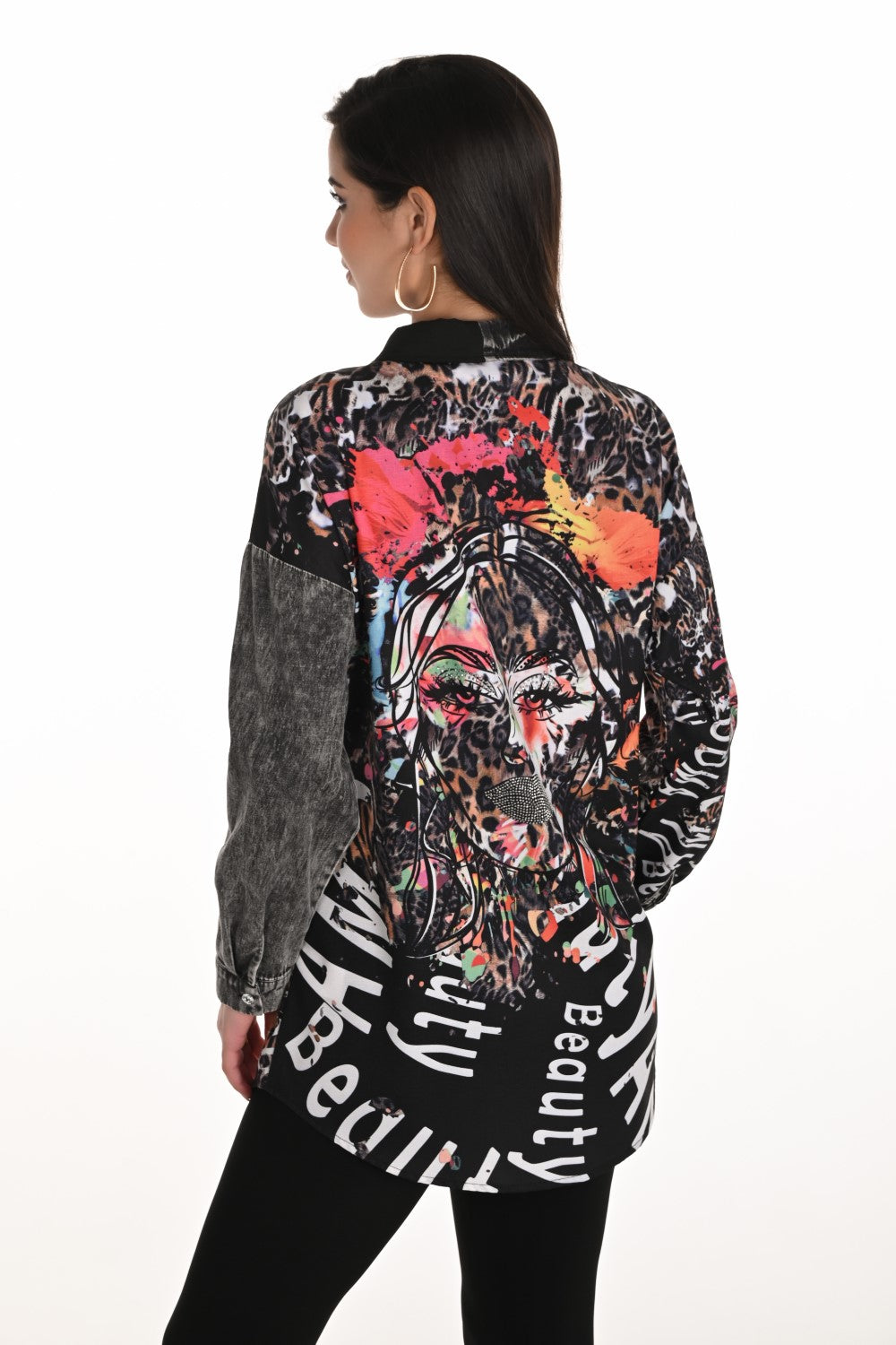 Frank Lyman Blouse 253749 Black/Cheetah