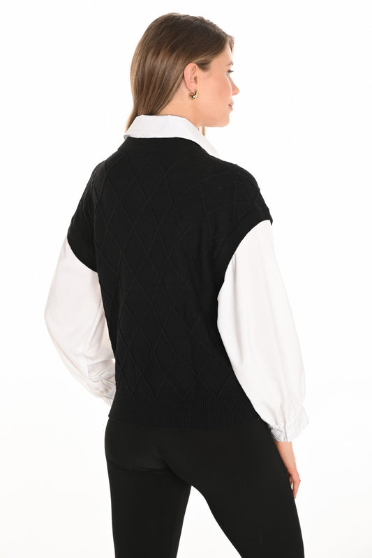 Frank Lyman Top 253828 Black/Off-White