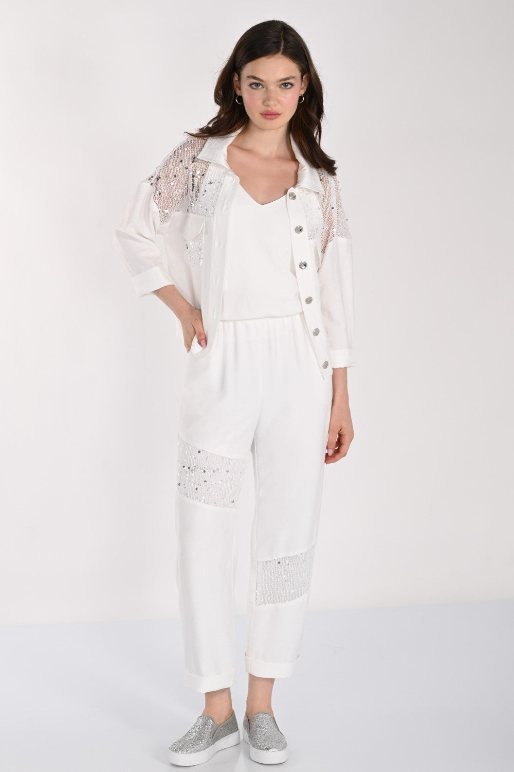 Frank Lyman Pant 261114 Off White/Silver