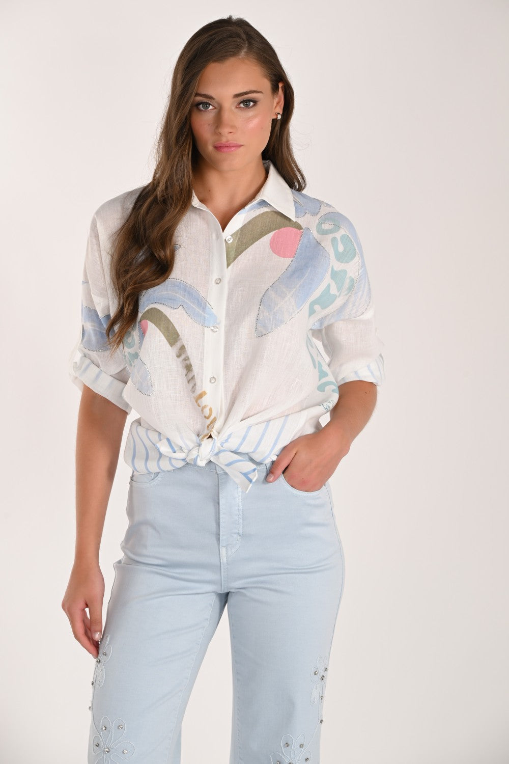 Frank Lyman Blouse 261659 Off White/Blue