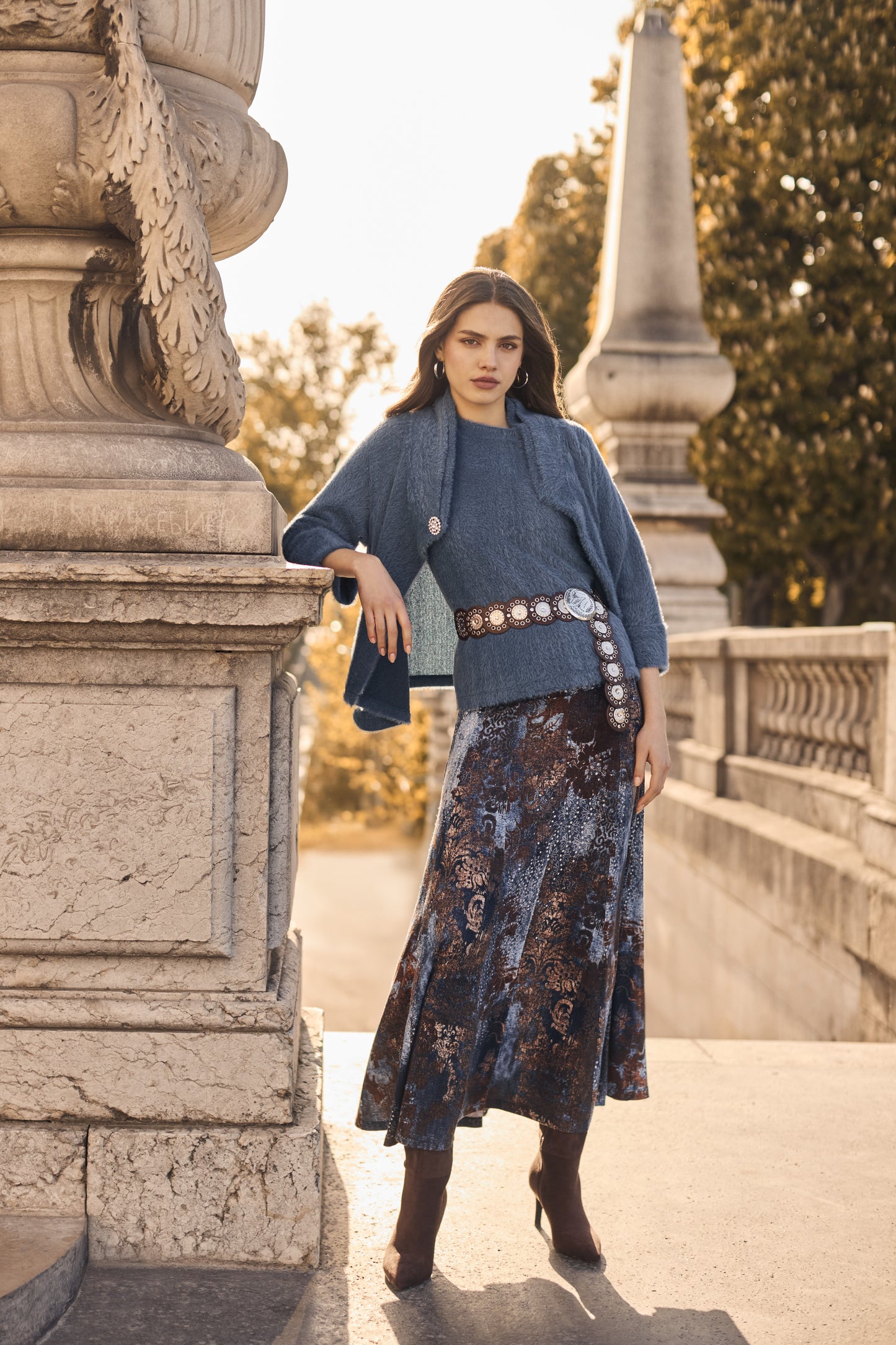 Frank Lyamn Skirt 263478 Blue/Brown