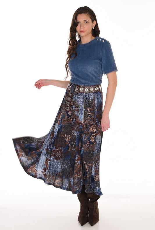 Frank Lyamn Skirt 263478 Blue/Brown