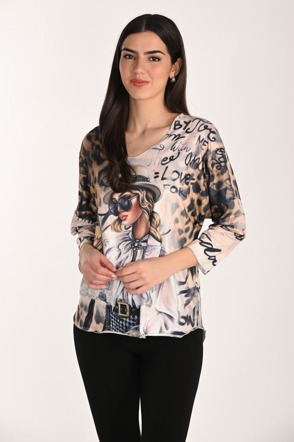 Frank Lyman Top 266562 Tan/Black