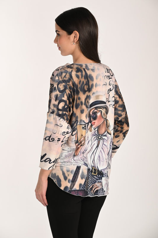 Frank Lyman Top 266562 Tan/Black