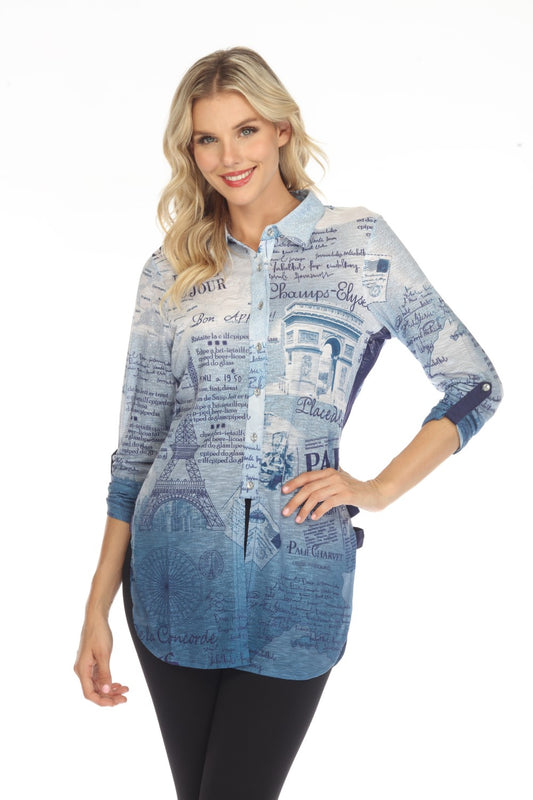 New Label Top 88802-BW Blue/White