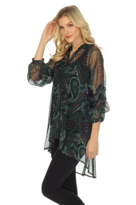 New Label Blouse 88894 Green/Black