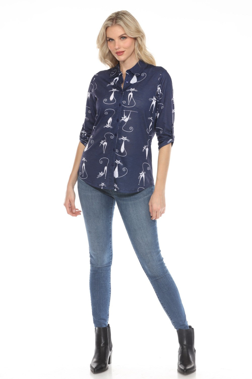 New Label Blouse 89045-AS Navy
