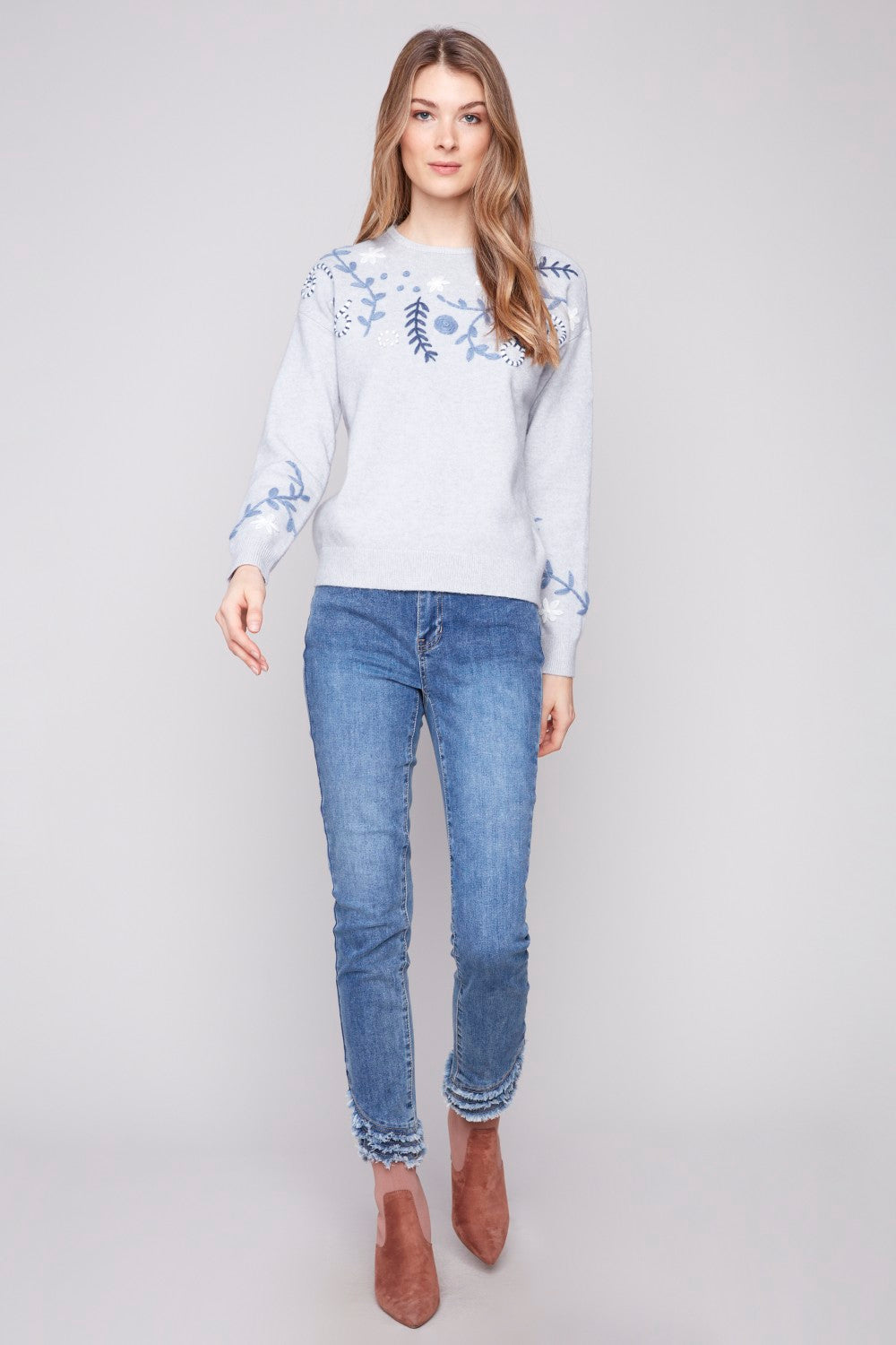 Charlie B Sweater C2833E-736A-P008 H-Grey