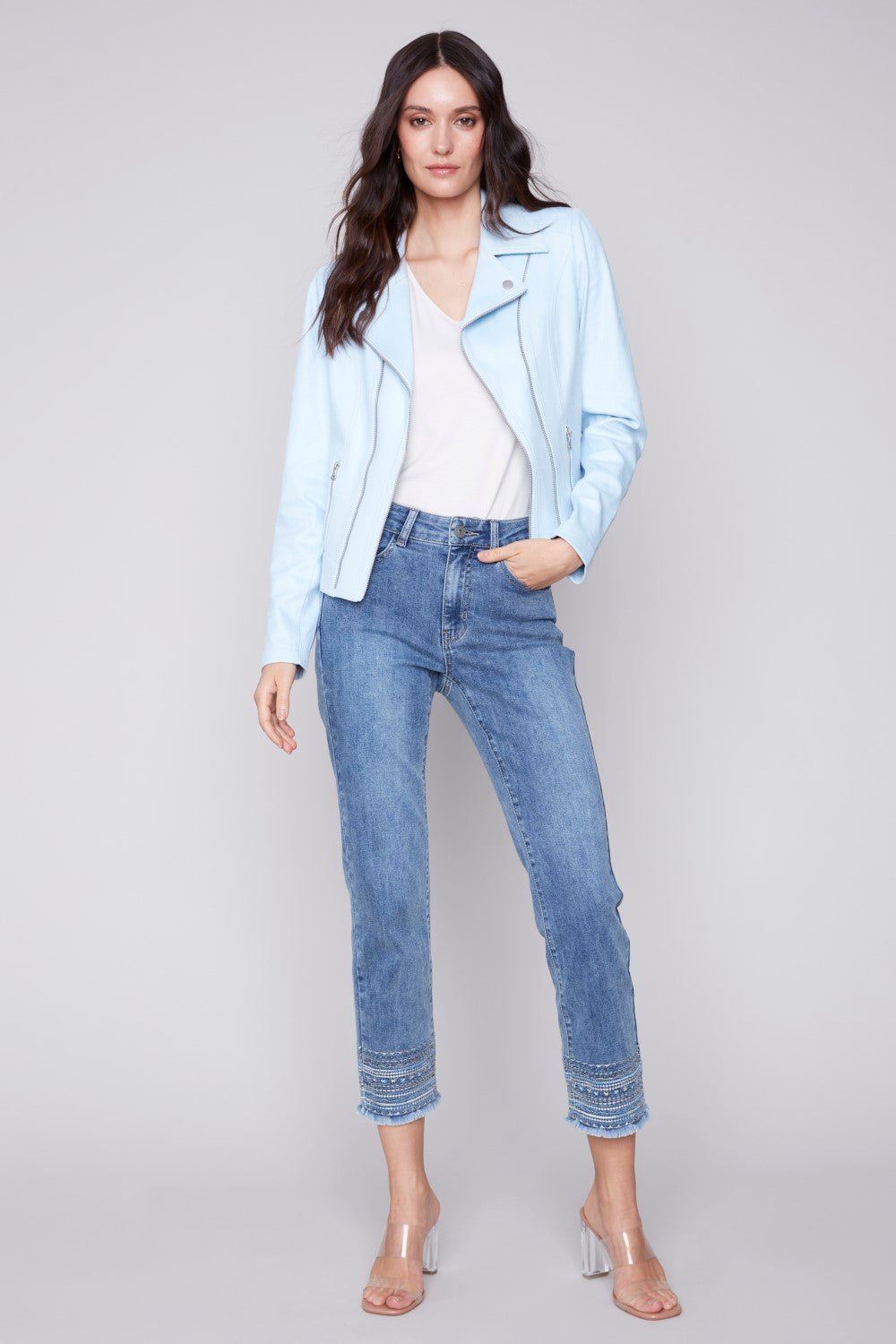 Charlie B Faux Leder Jacke C6306-704B-061 Himmel