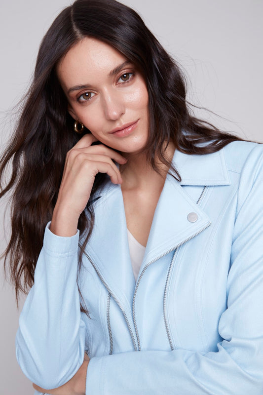 Charlie B Faux Leder Jacke C6306-704B-061 Himmel