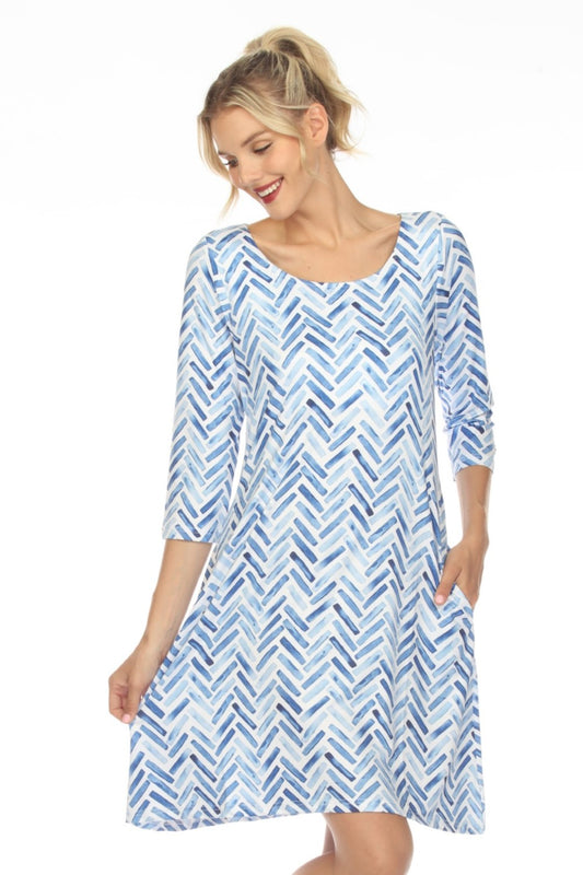 Tango Mango Kleid D9100L-5723 Blau/Weiß