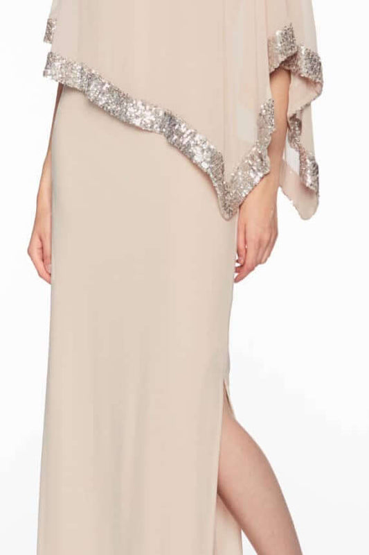 Frank Lyman Dress 198171 Beige/Silver bmboutique1.myshopify.com