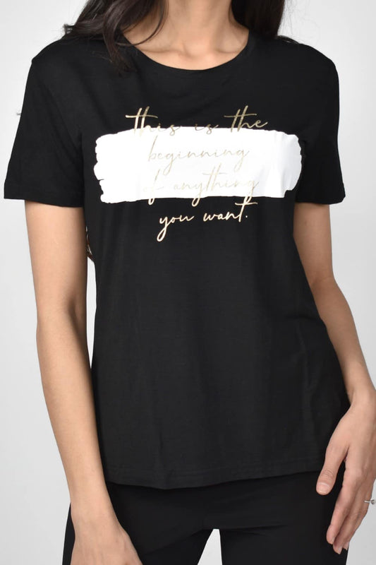 Frank Lyman Top 213164U Black/Off-White from BelleMiaBoutique.com