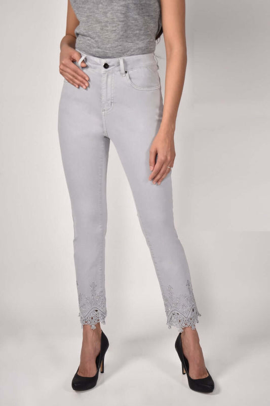 Frank Lyman Denim Pant 214128U Light-Grey Belle Mia Boutique