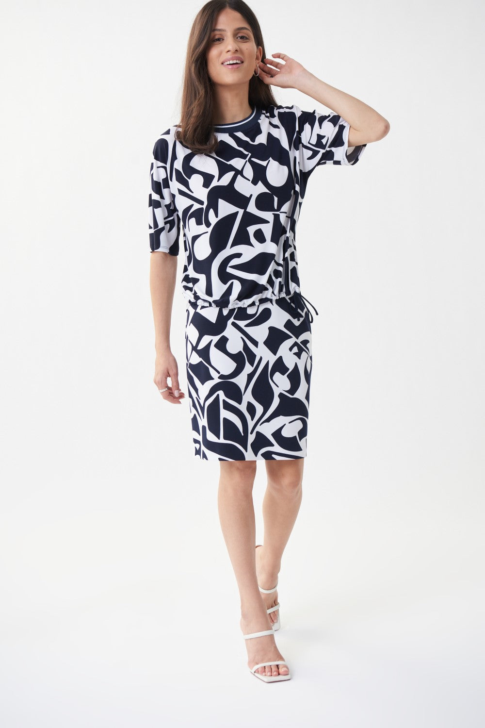 Joseph Ribkoff Skirt 222133 Vanilla/Midnight-Blue