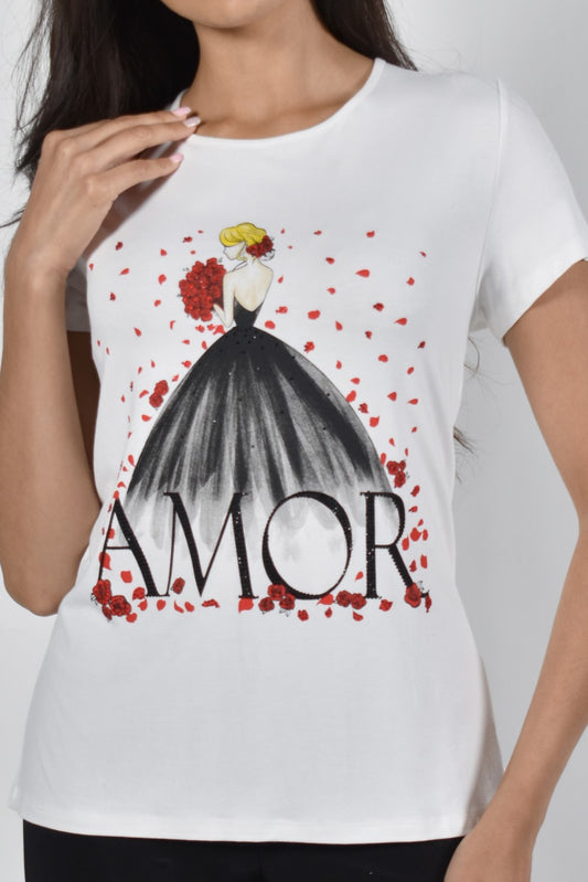 Frank Lyman Top 226137U Off-White/Black Belle Mia Boutique