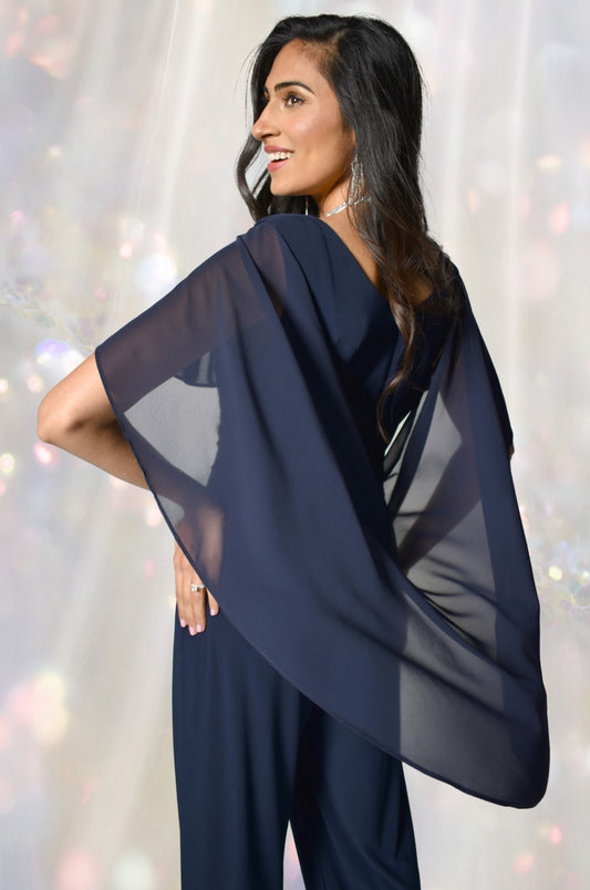 Frank Lyman Women's Chiffon Cape Jumpsuit 228161