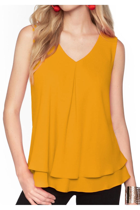 Frank Lyman Top 61175-MRGLD Marigold from BelleMiaBoutique.com