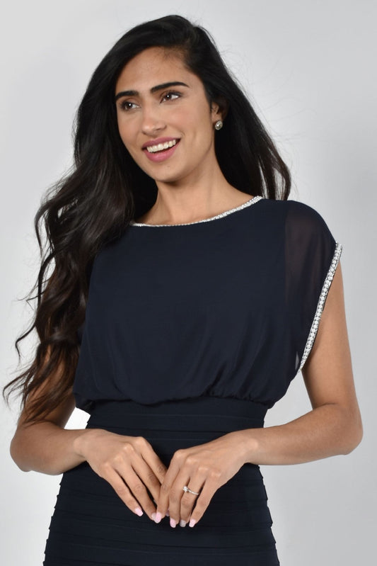 Lyman-Kleid 228158 Navy Kniebeuge-Scheidekleid