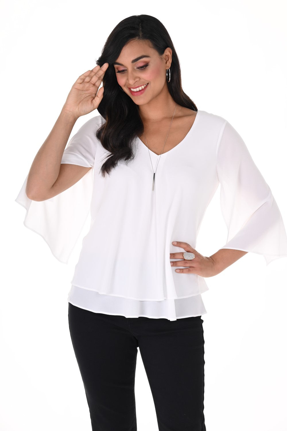 Plus size white discount bell sleeve top