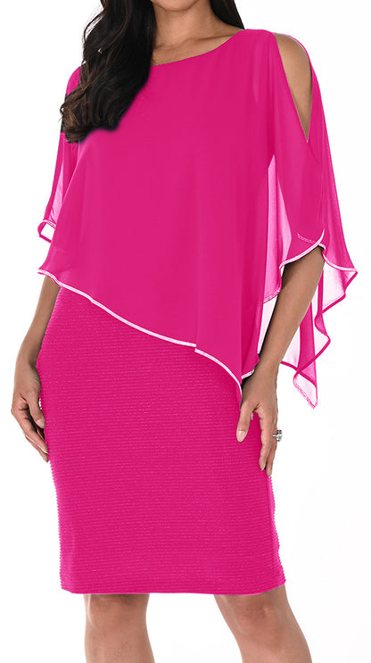 Frank Lyman Women’s Metallic Trim Chiffon Dress 219203-FCHS Fuchsia