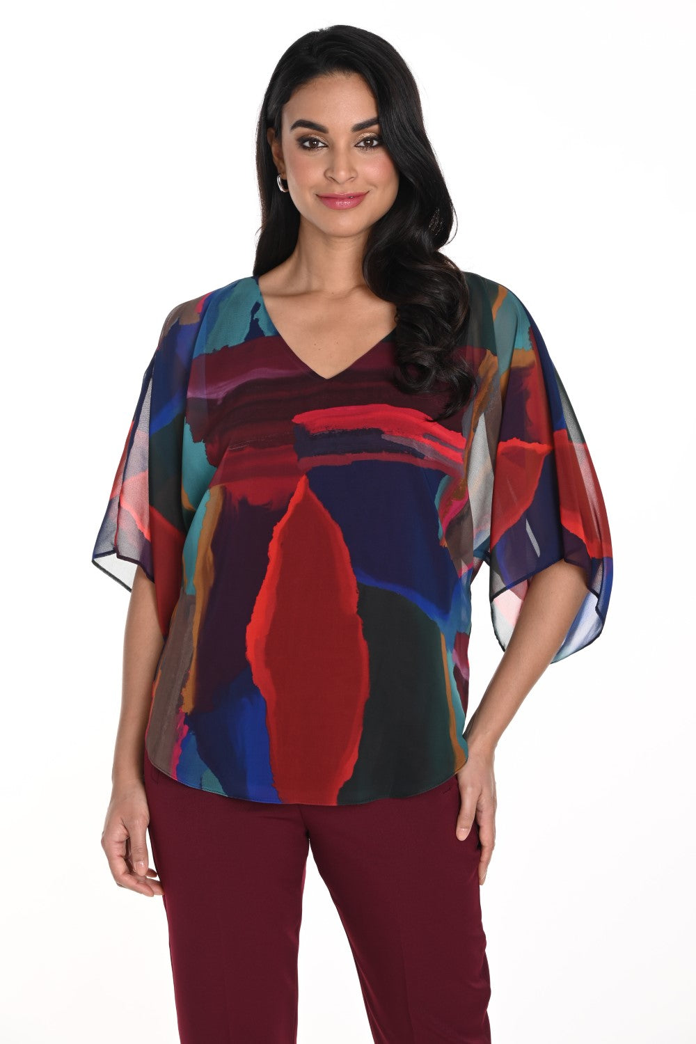 Frank Lyman Blouse 243171 Burgundy/blue