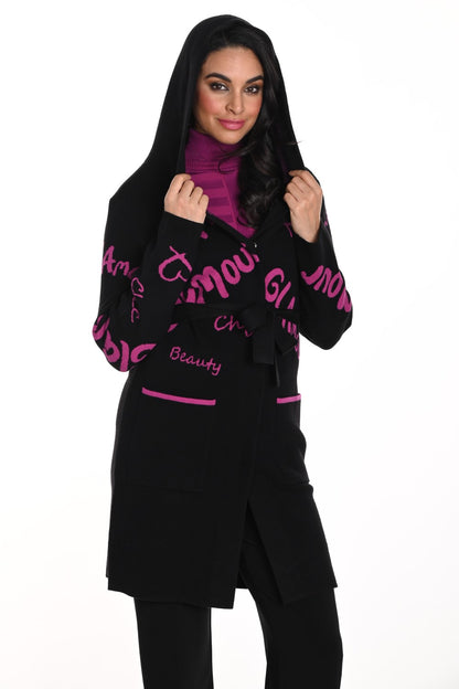 Frank Lyman Cardigan 243415U Black/Magenta