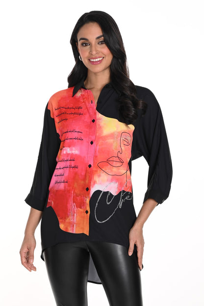 Frank Lyman Blouse 243488U Black/Orange