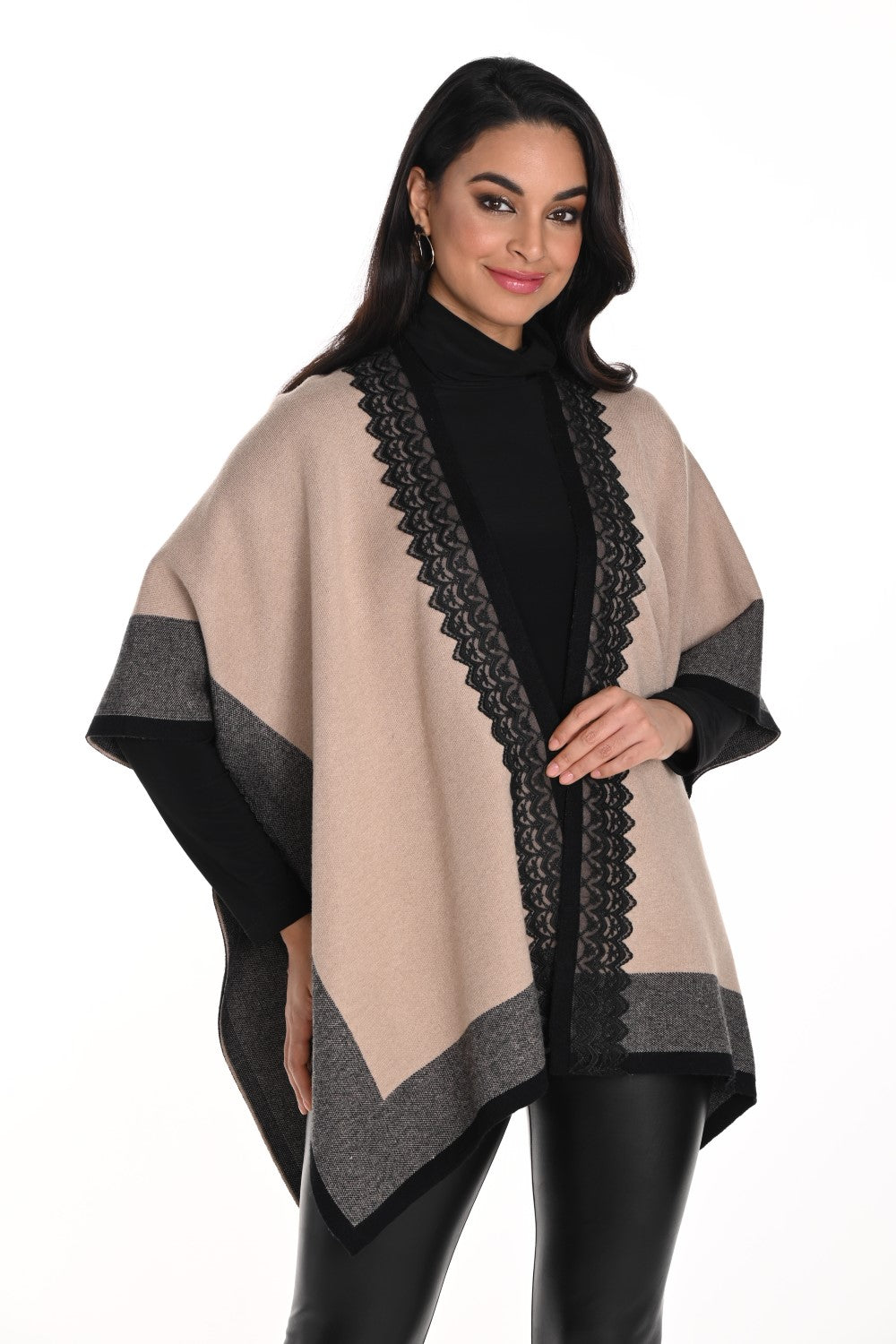 Frank Lyman Poncho 243509U Beige/Black