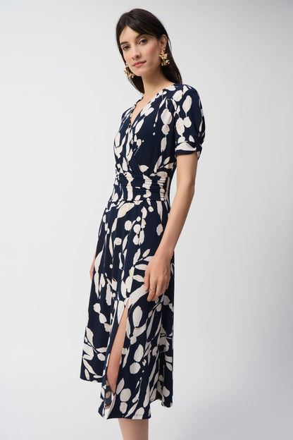 Joseph Ribkoff Dress 251014 Midnight-Blue/Beige