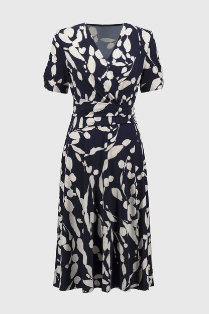 Joseph Ribkoff Dress 251014 Midnight-Blue/Beige