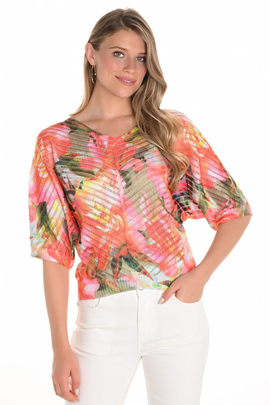 Frank Lyman Top 251520 Fuchsia/Green