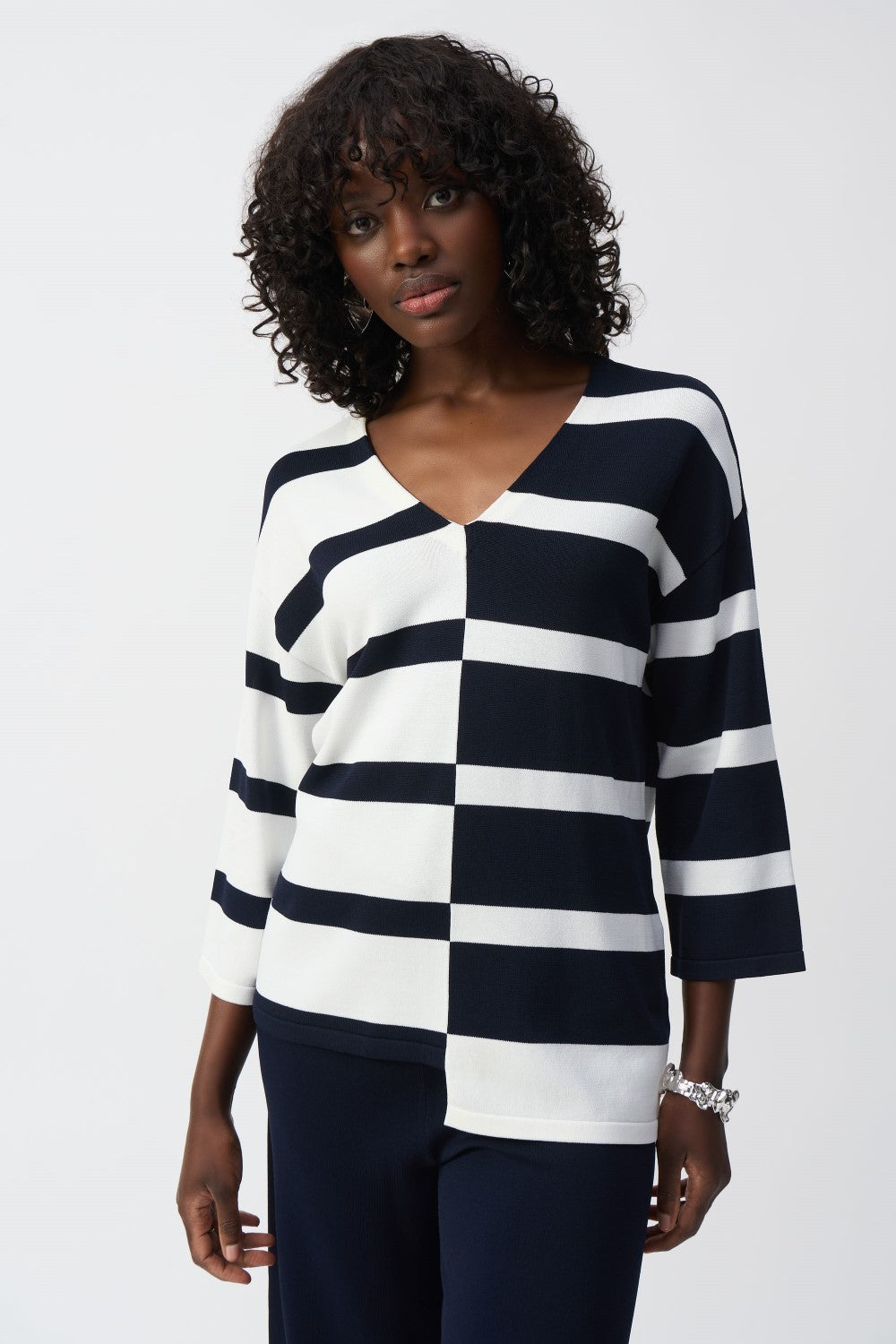 Joseph Ribkoff Sweater 251914 Midnight Blue/Vanilla