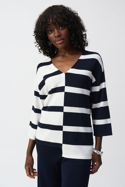 Joseph Ribkoff Sweater 251914 Midnight Blue/Vanilla