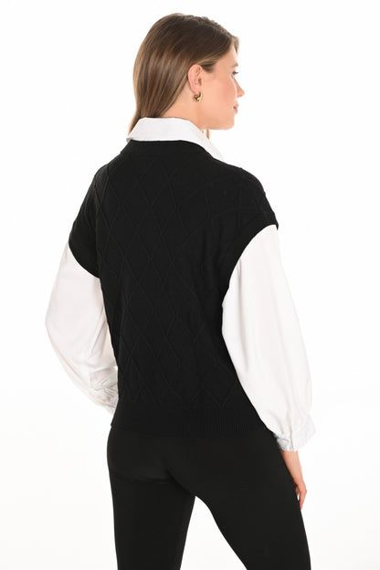 Frank Lyman Top 253828 Black/Off-White