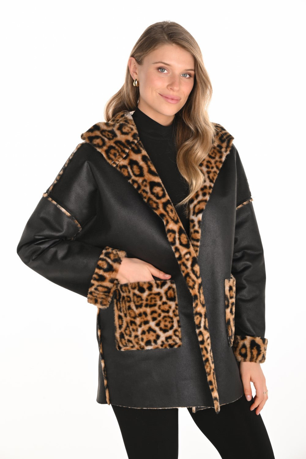 Frank Lyman Jacket 253873 Black/Leopard