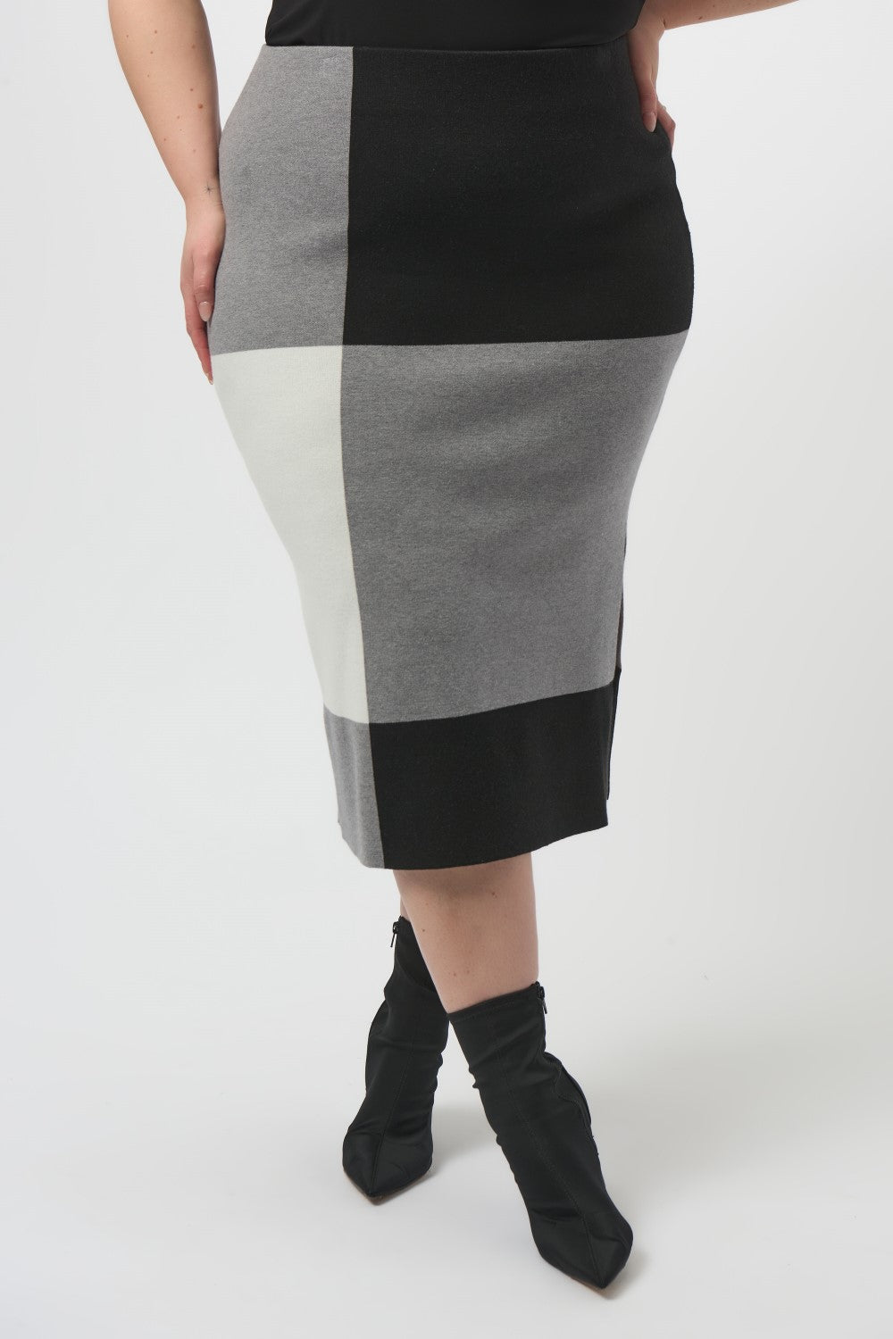 Joseph Ribkoff Rock 253908 Schwarz/Grau/Vanille