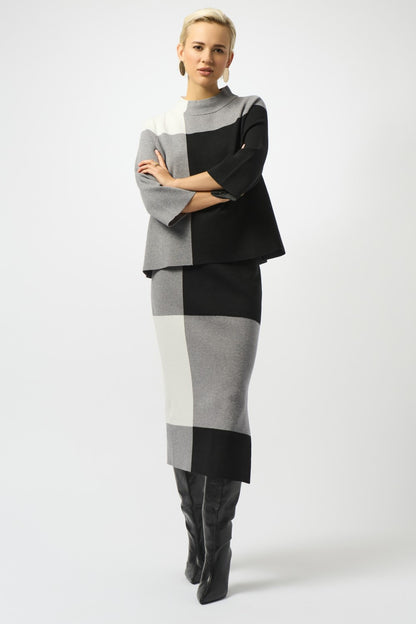 Joseph Ribkoff Rock 253908 Schwarz/Grau/Vanille