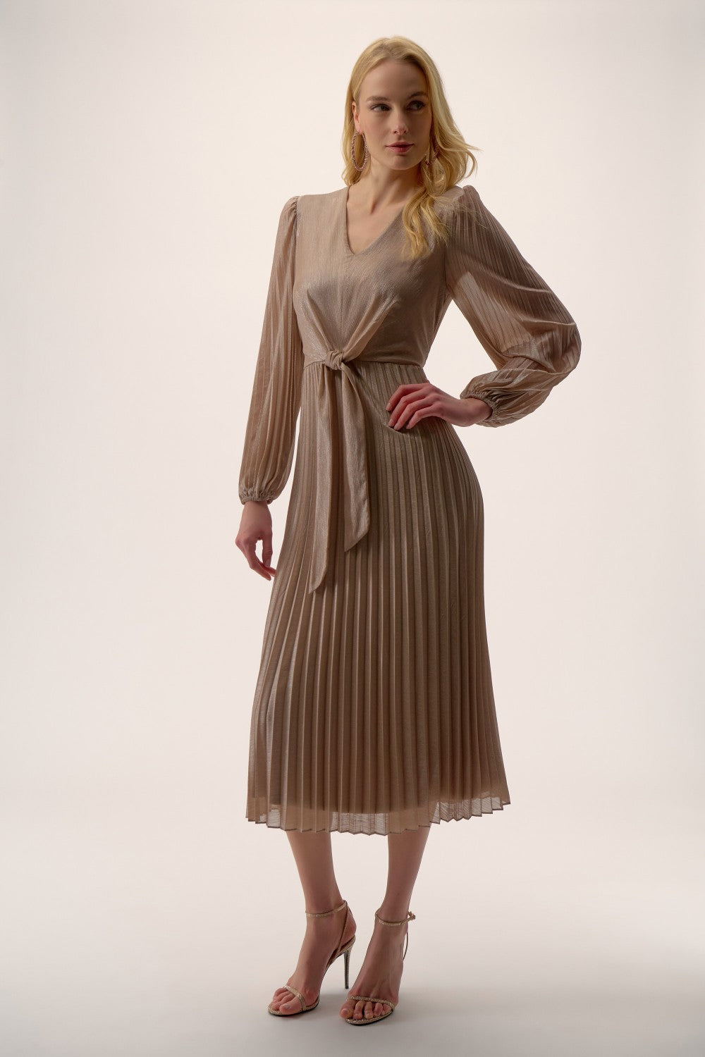 Joseph Ribkoff Dress 254728 Taupe/Silver