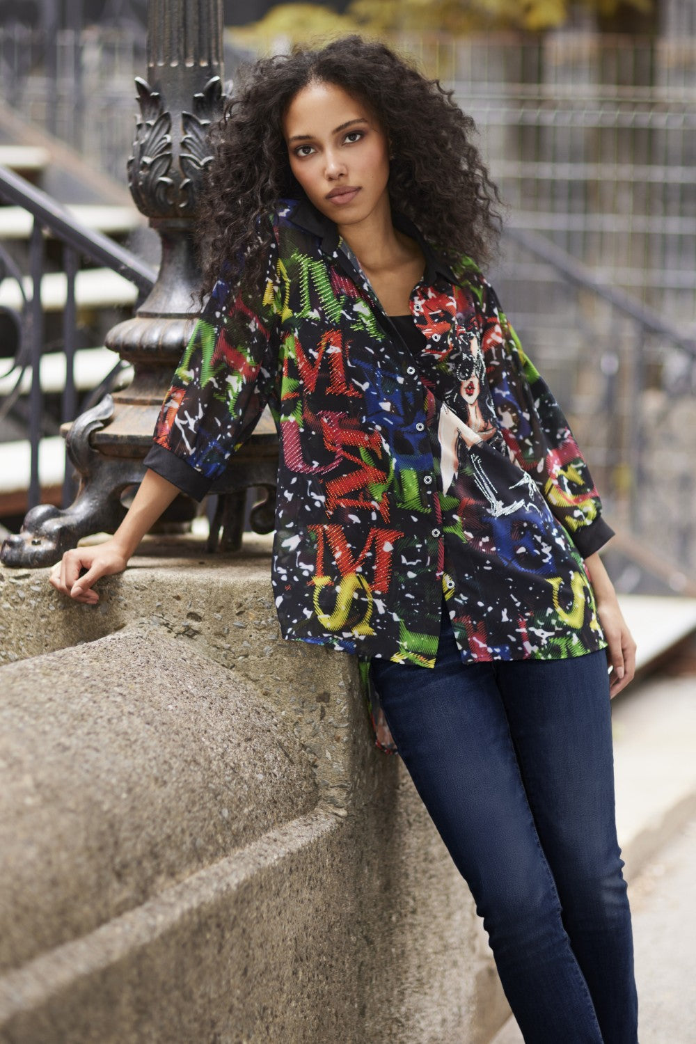 Frank Lyman Blouse 254932 Black/Multi