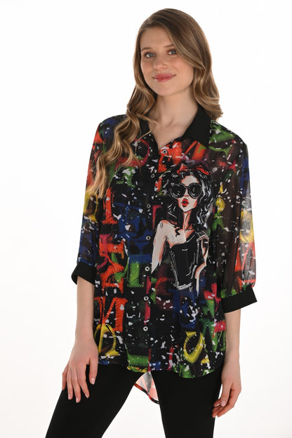 Frank Lyman Blouse 254932 Black/Multi