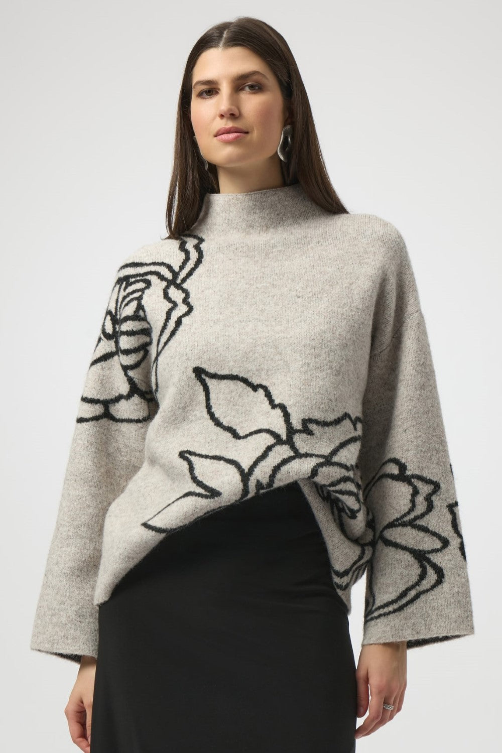 Joseph Ribkoff Sweater 254943 Oatmeal Melange/Black