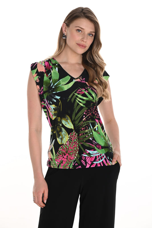 Frank Lyman Top 256121 Green/Fuchsia