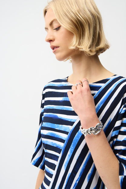 Joseph Ribkoff Dress 261047 Blue/Vanilla