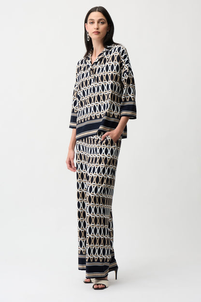 Joseph Ribkoff Pant 261058 Midnight Blue/Multi