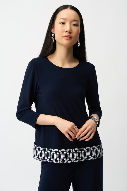 Joseph Ribkoff Top 261069 Midnight Blue/Vanilla