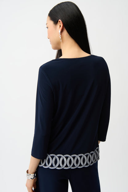 Joseph Ribkoff Top 261069 Midnight Blue/Vanilla